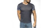 T-SHIRT FLOWERY STRIPED MARINE TS281 - ES COLLECTION