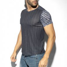 T-SHIRT FLOWERY STRIPED MARINE TS281 - ES COLLECTION