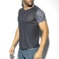 T-SHIRT FLOWERY STRIPED MARINE TS281 - ES COLLECTION