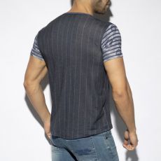 T-SHIRT FLOWERY STRIPED MARINE TS281 - ES COLLECTION