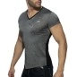 T-SHIRT COL V MINI STRIPES NOIR AD901 - ADDICTED
