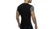 T-SHIRT COL V MINI STRIPES NOIR AD901 - ADDICTED