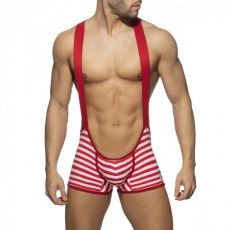 SHORT A BRETELLES VELVET RAYE ROUGE - ADDICTED