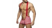 SHORT A BRETELLES VELVET RAYE ROUGE - ADDICTED