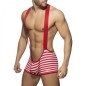 SHORT A BRETELLES VELVET RAYE ROUGE - ADDICTED
