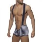 SHORT A BRETELLES VELVET RAYE MARINE - ADDICTED