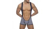 SHORT A BRETELLES VELVET RAYE MARINE - ADDICTED