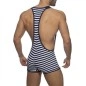 SHORT A BRETELLES VELVET RAYE MARINE - ADDICTED