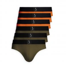 LOT DE 6 SLIPS AUMALE ORANGE ET KAKI - S BORDEAUX® 