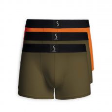 LOT DE 3 BOXERS MAHON ORANGE ET KAKI - S BORDEAUX® 