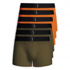 LOT DE 6 BOXERS MAHON KAKI ET ORANGE - S BORDEAUX® 