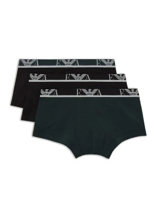 LOT DE 3 BOXERS NOIR/VERT FONCE - STRETCH COTON - EMPORIO ARMANI 