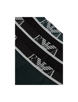 LOT DE 3 BOXERS NOIR/VERT FONCE - STRETCH COTON - EMPORIO ARMANI 