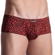 BOXER SHORTY LEOPARD ROUGE EN POLYAMIDE HOT PANTS M800 - MANSTORE