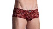 BOXER SHORTY LEOPARD ROUGE EN POLYAMIDE HOT PANTS M800 - MANSTORE