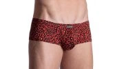 BOXER SHORTY LEOPARD ROUGE EN POLYAMIDE HOT PANTS M800 - MANSTORE