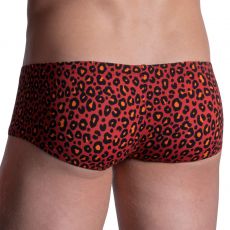 BOXER SHORTY LEOPARD ROUGE EN POLYAMIDE HOT PANTS M800 - MANSTORE