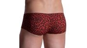 BOXER SHORTY LEOPARD ROUGE EN POLYAMIDE HOT PANTS M800 - MANSTORE