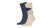 PACK DE 2 PAIRES DE CHAUSSETTES A CARREAUX BEIGE ET MARINE - TOMMY