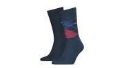PACK DE 2 PAIRES DE CHAUSSETTES A CARREAUX ROUGE ET MARINE - TOMMY