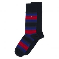 PACK DE 2 PAIRES DE CHAUSSETTES A RAYURES BLEU ET ROUGE - TOMMY HILFIGER