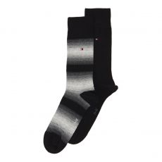 PACK DE 2 PAIRES DE CHAUSSETTES A RAYURES NOIR ET GRIS - TOMMY HILFIGER