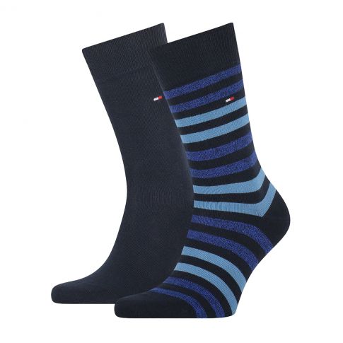 PACK DE 2 PAIRES DE CHAUSSETTES DUO BANDE BLEU 472001001 - TOMMY HILFIGER