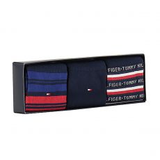 COFFRET CADEAU DE 3 PAIRES DE CHAUSSETTES RAYEES ROUGE ET MARINE - TOMMY HILFIGER