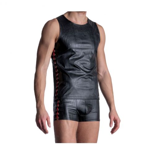 DEBARDEUR NOIR POLYURETHANE SLIM TANK M2112 - MANSTORE DEBARDEUR NOIR POLYURETHANE SLIM TANK M2112 - MANSTORE