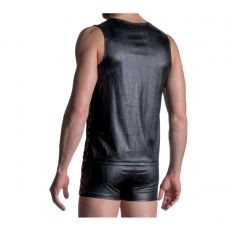 DEBARDEUR NOIR POLYURETHANE SLIM TANK M2112 - MANSTORE