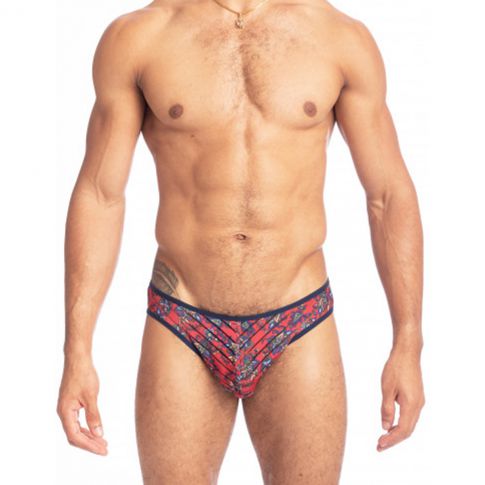 SLIP A RAYURES TRANSPARENTES ROUGE FIORI REALE L HOMME INVISIBLE