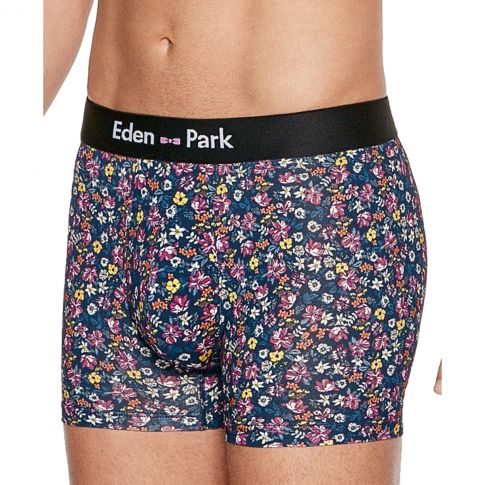 BOXER MARINE A MOTIF FLEURI EN COTON - E644G77 - EDEN PARK