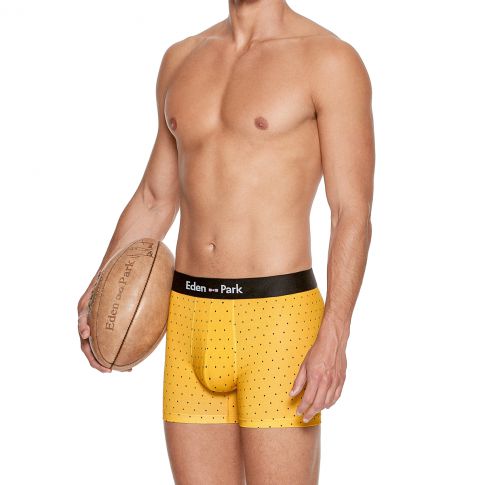 PACK DE DEUX BOXERS JAUNE ET NOIR EN COTON STRETCH - E659G52 - EDEN PARK
