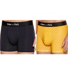 PACK DE DEUX BOXERS JAUNE ET NOIR EN COTON STRETCH - E659G52 - EDEN PARK