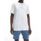 ENSEMBLE DE PYJAMA COURT BLANC ET BLEU MODERNE STRUCTURE - NM2177E - CALVIN KLEIN ENSEMBLE DE PYJAMA COURT BLANC ET BLEU MODERNE STRUCTURE - NM2177E - CALVIN KLEIN