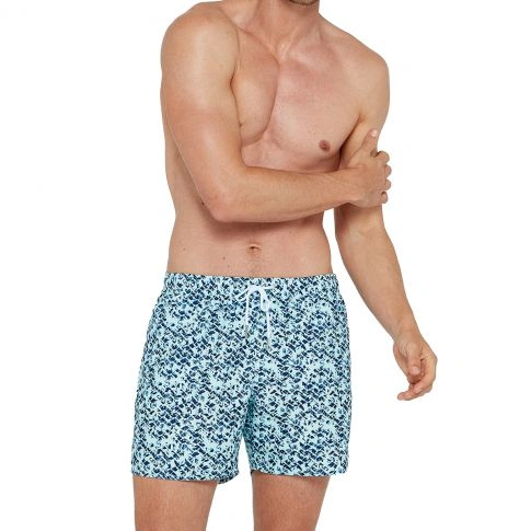 SHORT DE BAIN VERT CLAIR A IMPRIME BLEU - IMPETUS