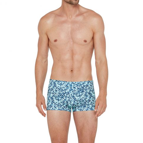 BOXER DE BAIN VERT CLAIR A MOTIF BLEU - IMPETUS