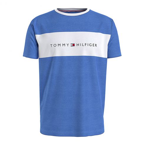 T-SHIRT PERI BLUE COL ROND LOGO TOMMY HILFIGER UM0UM01170  - TOMMY HILFIGER