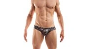 SLIP MOTIF LEOPARD NOIR ET ARGENT MINI HIPSTER - SP9T352.1 - WOJOER