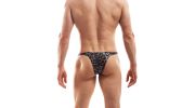 TANGA MOTIF LEOPARD NOIR ET ARGENT - SP9B14 - WOJOER