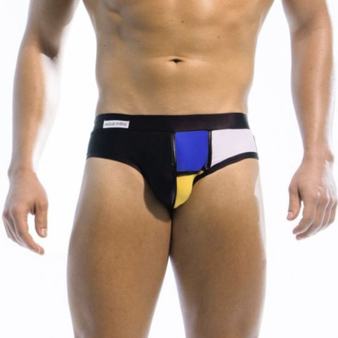 SLIP DE BAIN NOIR MONDRIAN BRAZIL CUT - MODUS VIVENDI