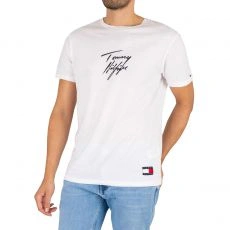 T-SHIRT BLANC COL ROND LOGO TOMMY HILFIGER M01787  - TOMMY HILFIGER
