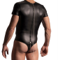 BODY ZIPPED SIMILI NOIR M2222 - MANSTORE