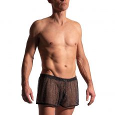 SHORT DE SPORT EN RESILLE NOIR ET ARGENT M2229 - MANSTORE