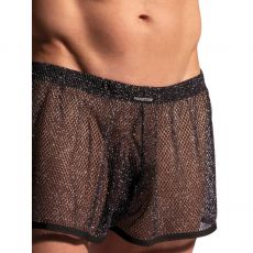 SHORT DE SPORT EN RESILLE NOIR ET ARGENT M2229 - MANSTORE