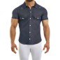 CHEMISE JEANS MANCHES COURTES BLEU MARINE 05041 - MODUS VIVENDI