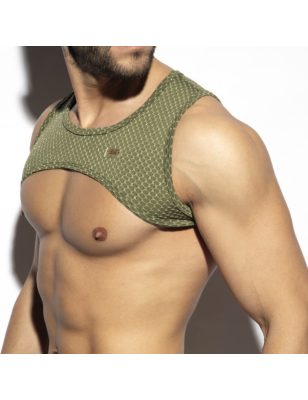 HARNAIS LUXURY MOTIF NID D'ABEILLE KAKI ET OR TS300 - ES COLLECTION