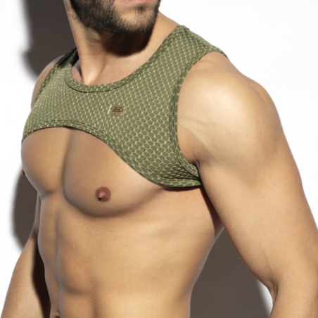 HARNAIS LUXURY MOTIF NID D'ABEILLE KAKI ET OR TS300 - ES COLLECTION