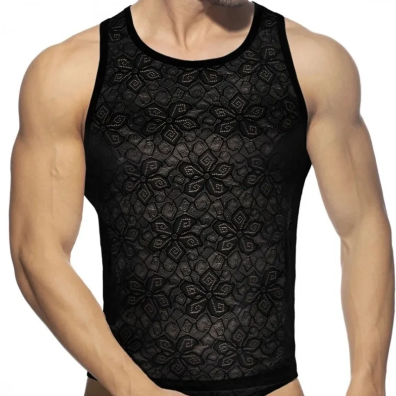 DEBARDEUR EN DENTELLE FLEURI NOIR AD1077 - ADDICTED DEBARDEUR EN DENTELLE FLEURI NOIR AD1077 - ADDICTED