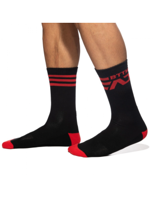 CHAUSSETTES BTTM ROUGE ET NOIR ADF147 - ADDICTED FETISH